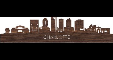 Skyline Charlotte Notenhout - 120 cm - Woondecoratie - Wanddecoratie - Meer steden beschikbaar - Woonkamer idee - City Art - Steden kunst - Cadeau voor hem - Cadeau voor haar - Jubileum - Trouwerij - WoodWideCities