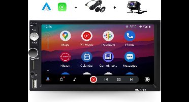 Boscer Autoradio 2Din Universeel - Android 13 - Apple Carplay & Android Auto (Draadloos) - 7 Inch HD Touchscreen - 2+64GB - GPS Navigatiesysteem - USB, Aux, SD, Bluetooth - MP5 - Achteruitrijcamera & Microfoon