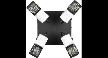 TRIO TOSH - Spot - Zwart-wit - excl. 4x E14 15W- Plafondspot - Houten elementen in wit