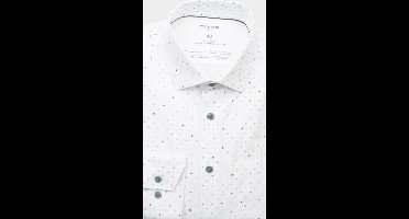 Olymp Luxor Overhemd Stretch Print Wit - Maat 45 - Heren - Overhemden Formeel