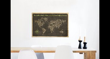 Wanddecoratie Metaal - Aluminium Schilderij Industrieel - Wereldkaart - Quote - Boeken - 60x40 cm - Dibond - Foto op aluminium - Industriële muurdecoratie - Voor de woonkamer/slaapkamer