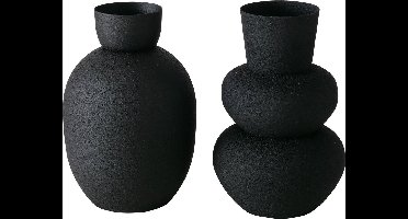 Set van 2 zwarte matte metalen vaasjes