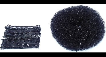 Schuifspelden zwart + Haardonut zwart set