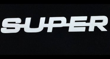 Embleem SUPER logo met montage schroeven voor grille vrachtwagen, truck, cabine, enz