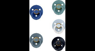 Bibs fopspenen 6-18 maand set 5 stuks Petrol,Island Sea,Steel Blue,Black en Baby Blue Night Glow maat 2