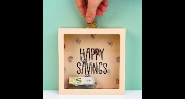 OOTB Transparante Spaarpot - Happy Savings - 15x15 cm