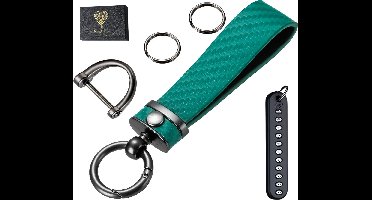 Luxe Leren & Metaal Sleutelhanger voor Volwassenen - Auto Sleutelhouder - Keychain met Karabijnhaak, Musketonhaak en Sleutelringen - Autosleutel voor Vrouwen, Mannen, Dames - Karabijnsluiting Sleutel hanger - Auto Accessoires -In Cadeau/Geschenk Doos