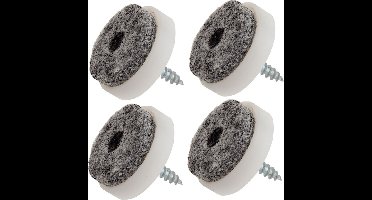 Meubel -/ stoelglijder vilt met schroef 24mm wit set 4 stuks - stoelpoot - meubelglijder
