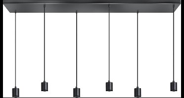 ETH Origin hanglamp balk 6x E27 1300x250x25mm 200cm kabel zwart zonder glas