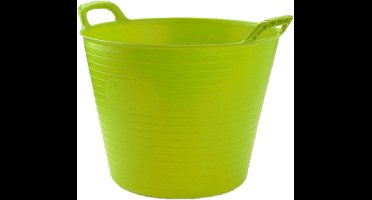 Plasticforte flexibele emmer/kuip - 3x - groen - kunststof - rond - 25 liter - 42 x 38 x 33 cm - wasmanden - tuinafval - speelgoed