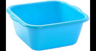 Plasticforte teiltje/afwasbak - Set van 2x stuks - vierkant - kunststof - 6 liter - 31 x 29 x 13 cm - Blauw - Schoonmaken - klein formaat