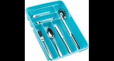 2x plasticforte bestekbak - 6-vaks - blauw - 40 x 30 x 7 cm - bestekhouder