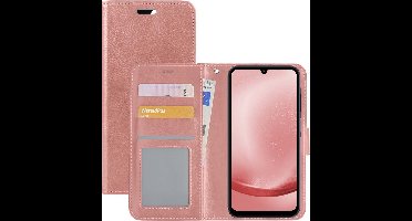 Hoesje - Met Pasjeshouder - Geschikt voor Samsung Galaxy A25 - Luxe Bookcase Portemonee - Flip Case - Kunstleer Book Case - Flipcase - Book Cover - Walletcase - Portemonneehoes - Rosé goud