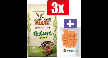 Versele Laga Nature Snack Fibres 500g – 3 Stuks – Inclusief PetsHome Drops Wortel Snoepjes