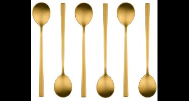 Alpina Theelepeltjes/koffielepeltjes - set van 12x - goud - RVS - 15 cm - dessertlepels