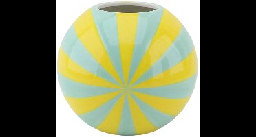 Housevitamin Vaas -Bloemenvaas Swirl- Dolomiet - Geel/Mintgroen - 20x20x17cm