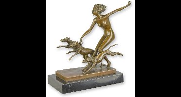 Bronzen beeld - "Stoeien in de lente" - sculptuur - 22,9 cm hoog
