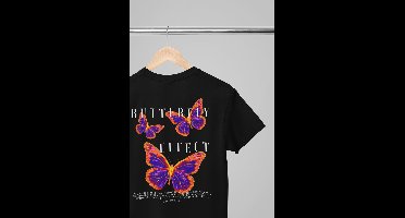 Oversized shirt - Butterfly effect - Wurban Wear | 2XL/5XL | T-shirt | Merk kleding | Unisex tshirt | Streetwear | Pump cover | Techno outfit | Merk shirt | Gym shirt | Urban | Grote maten tshirts heren | Grote maten shirts dames | Zwart