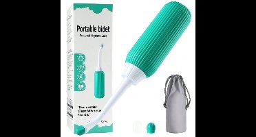 S&E 500ML Draagbare Opvouwbare Bidetfles – Met 2 Spuitkoppen & Reistas – Groen