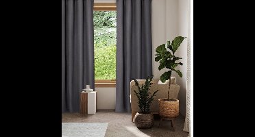 Home Style Thermisch Gordijn – Lichtdoorlatend – Met Haakjes – 140x250 cm – Grijs
