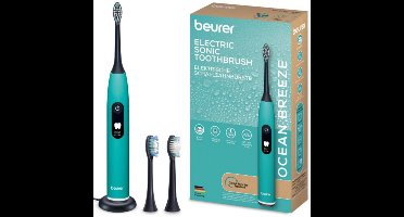 Beurer SC 50 Sonische Elektrische Tandenborstel – Ocean Breeze – 5 Poetsstanden – Druksensor & Timer – 22 dagen Accuduur - 2 Opzetborstels – USB Laadplaat – Gerecycled – 3 Jaar Garantie