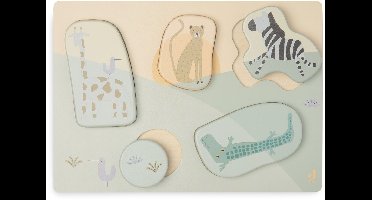 Jollein - Houten Puzzel - Jungle Jambo - Jungle Dieren - Houten Speelgoed - 100% FSC