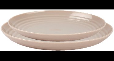 Plasticforte camping borden set - beige - kunststof - 2 soorten - 12x stuks - onbreekbaar servies - platte bordjes