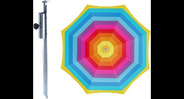 Strand / tuin / camping parasol Aruba - met metalen grondharing - D180 cm - verstelbaar - UV straling bestendig