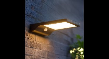 Solar wandlamp buiten 'Slim' - Zwart - Buitenlamp met sensor - Tuinverlichting met sensor - Schijnwerper met bewegingsmelder - Wandlamp op zonne-energie