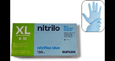 Santex - 100x Wegwerp Handschoenen - Nitrile - Blauw - Powder Free - Latex free - Maat XL