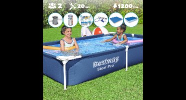 Bestway Zwembad - Rechthoekig - 221 x 150 x 43 cm - Blauw - Inclusief alle benodigdheden