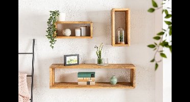 Stevige wandplank set van 3 HEMINGWAY 94cm gemaakt van mangohout - 41066