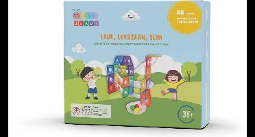 Gladi 60-Delige Knikkerbaan - Magnetisch Speelgoed Knikkerbaan - Magnetic Tiles - STEM Speelgoed voor 3 t/m 12 Jaar - Magnetische Tegels - Magnetische Bouwstenen - Educatief Speelgoed - Speelgoed Cadeau