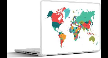 Laptop sticker - 13.3 inch - Wereldkaart - Kleurrijk - Simpel - 31x22,5cm - Laptopstickers - Laptop skin - Cover