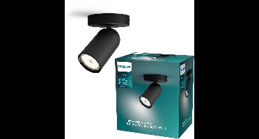 Philips Pongee opbouwspot - 1-lichts - zwart