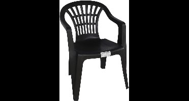 Gerimport Stoel voor buiten/binnen - tuinstoelen - zwart - 50 x 54 x 76 cm - stevig kunststof - Bijzet stoelen