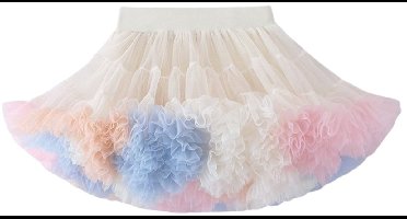 Joya Kids® Wit met Pastel Roze, Oranje en Blauw Verkleedrok met Tule | Fluffy Tutu Verkleedjurk Meisje | Volumineuze Rok met meerdere lagen | Verkleedrok met tule | Verkleedkleding | Meisje Verkleedset | Petticoat Rok | Stijlvolle Verkleed | Maat M