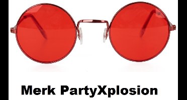 PartyXplosion Flower Power Bril - Rood 70s stijl