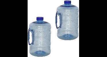 Gerimport Watercontainer/jerrycan - 2x - 2 Liter - Kunststof - blauw - 13 x 22 cm - kamperen/camping/wecken - vloeistof