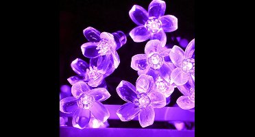 5M Paarse Solar Flower Lichtslingers Fairy LED Verlichting String Decoratieve Buitenverlichting voor Huis Tuin Vakantie Decor