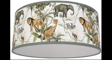 Plafondlamp jungle monkey leeuw-sfeerverlichting-diffuser-kinderkamer-jungle-verlichting-35 diameter-olifant-leeuw-giraf