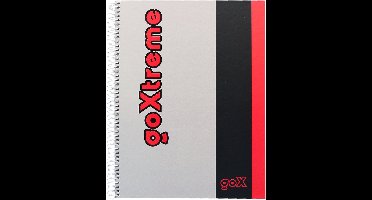 Kangaro collegeblok goXTREME - formaat A4 - met ruit 5mm - tekst rood - 5 stuks