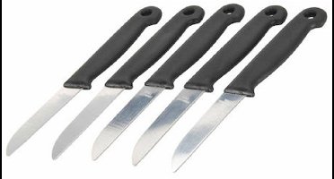 Excellent Houseware Schilmessen - 10x - zwart - keukenmesjes - RVS - 16 cm