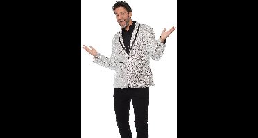 Partychimp Colbert Blazer Heren Carnavalskleding Heren Carnaval Kerst Oud en Nieuw Verkleedkleren Volwassenen Foute Party - Zilver - Maat S