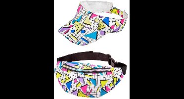 80's Set Heuptasje en Zonneklep Funky Wit