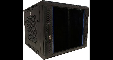 DSIT 9U wandkast met glazen deur - geperforeerde zijpanelen 600x600x500mm (BxDxH) - serverbehuizing - serverrack - serverkast - 19 inch