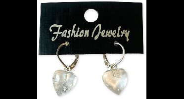 Bergkristal hartjes oorbellen - fashion jewelry