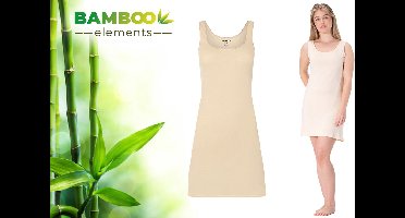 Bamboo Elements - Onderjurk Huidskleur - S/M - EU 36-38 - Onderjurk Dames - Kort - Brede Bandjes - Jurken voor vrouwen - Nachtjapon - Nachthemd - Slipdress