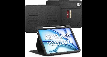 Tablet Hoes Geschikt Voor iPad Air 11-Inch M3/M2 (2025/2024) Zwart - iPad Air 5/4 (2022/2020 5th/4th Generation 10.9-Inch) generatie hoes met Multi-Angle Magnetic Stand, Auto Sleep/Wake, Pencil Houder - Extra Stevig - Schokbestendig