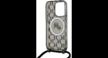 Karl Lagerfeld, Hoesje MagSafe Geschikt voor Apple iPhone 15 Pro IML Monogram Crossbody Elegant, Doorzichtig zwart